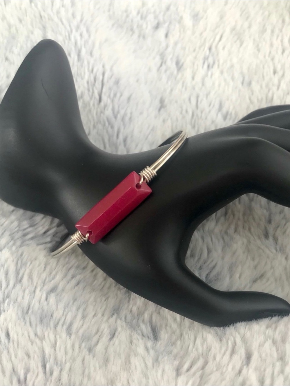 Luca + Danni Silver tone Red Bangle Bracelet
